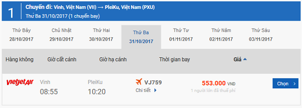 Vé máy bay giá rẻ Vinh đi Kon Tum