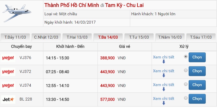 Vé máy bay giá rẻ Đà Nẵng đi Chu Lai (Tam Kỳ)