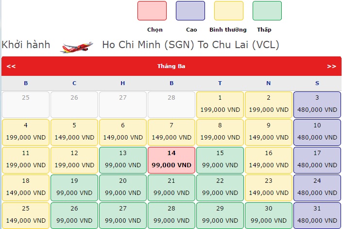 Vé máy bay giá rẻ Pleiku đi Chu Lai (Tam Kỳ) của Vietjet Air