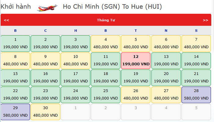 Vé máy bay giá rẻ Đồng Hới đi Huế